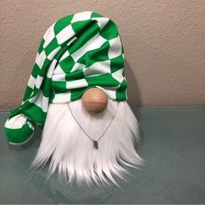 Green & White Checkerboard Gnome Christmas St Patty's Spring Summer Fall Gift